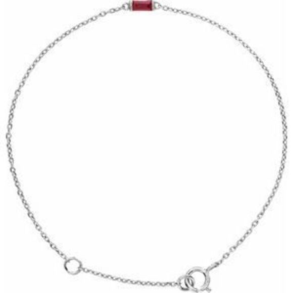 Kazi Luxury 14K White Gold Straight Baguette Natural Ruby 6 1/2-7 1/2